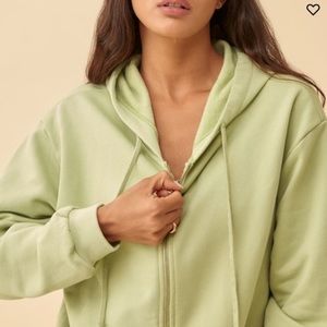 Reformation | Limon Paige Full Zip Up Hoodie Light Green